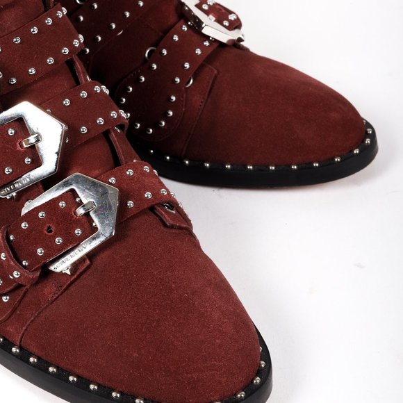 Givenchy Elegant Burgundy Suede Studded Boots - Picture 6 of 9